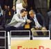 S.A.R. el Príncipe de Asturias habla con José Luis Sáez durante un partido del Eurobasket en el Eurobasket 2007